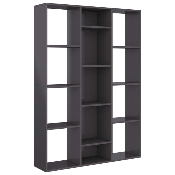 vidaXL Διαχωριστικό/Βιβλιοθήκη Γυαλ. Γκρι 100x24x140 εκ. Μοριοσανίδα