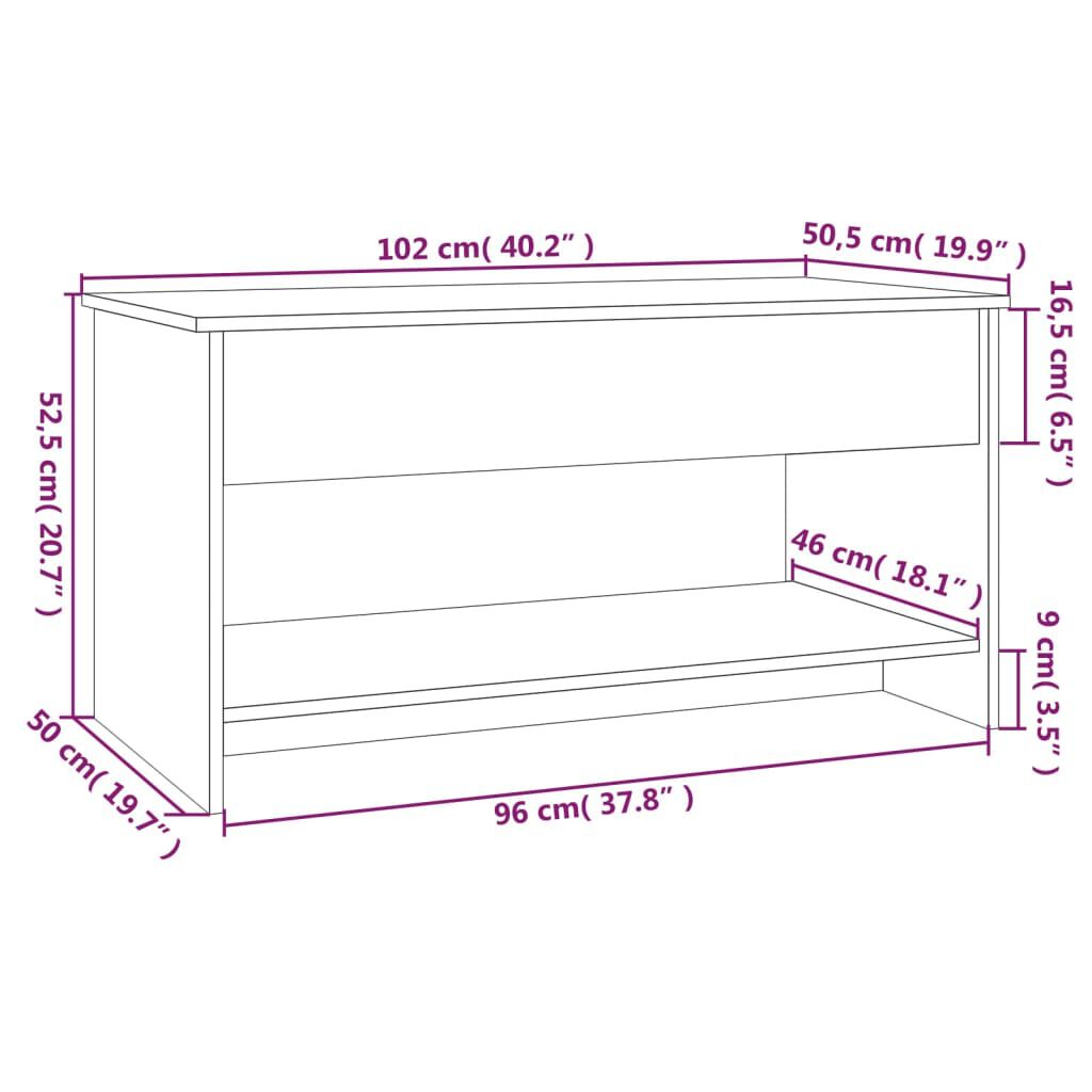 vidaXL Τραπεζάκι Σαλονιού Μαύρο 102 x 50 x 52,5 εκ. Επεξεργασμένο Ξύλο