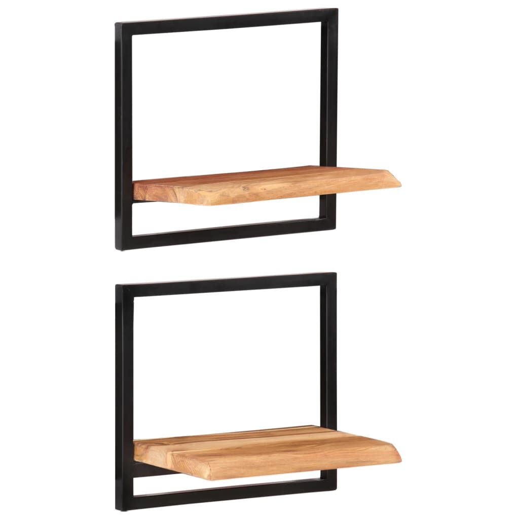 vidaXL Ράφια Τοίχου 2 Τεμ. 40x24x35 εκ. Μασίφ Ξύλο Ακακίας & Ατσάλι