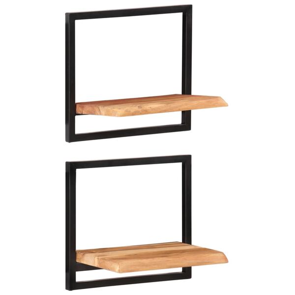 vidaXL Ράφια Τοίχου 2 Τεμ. 40x24x35 εκ. Μασίφ Ξύλο Ακακίας & Ατσάλι