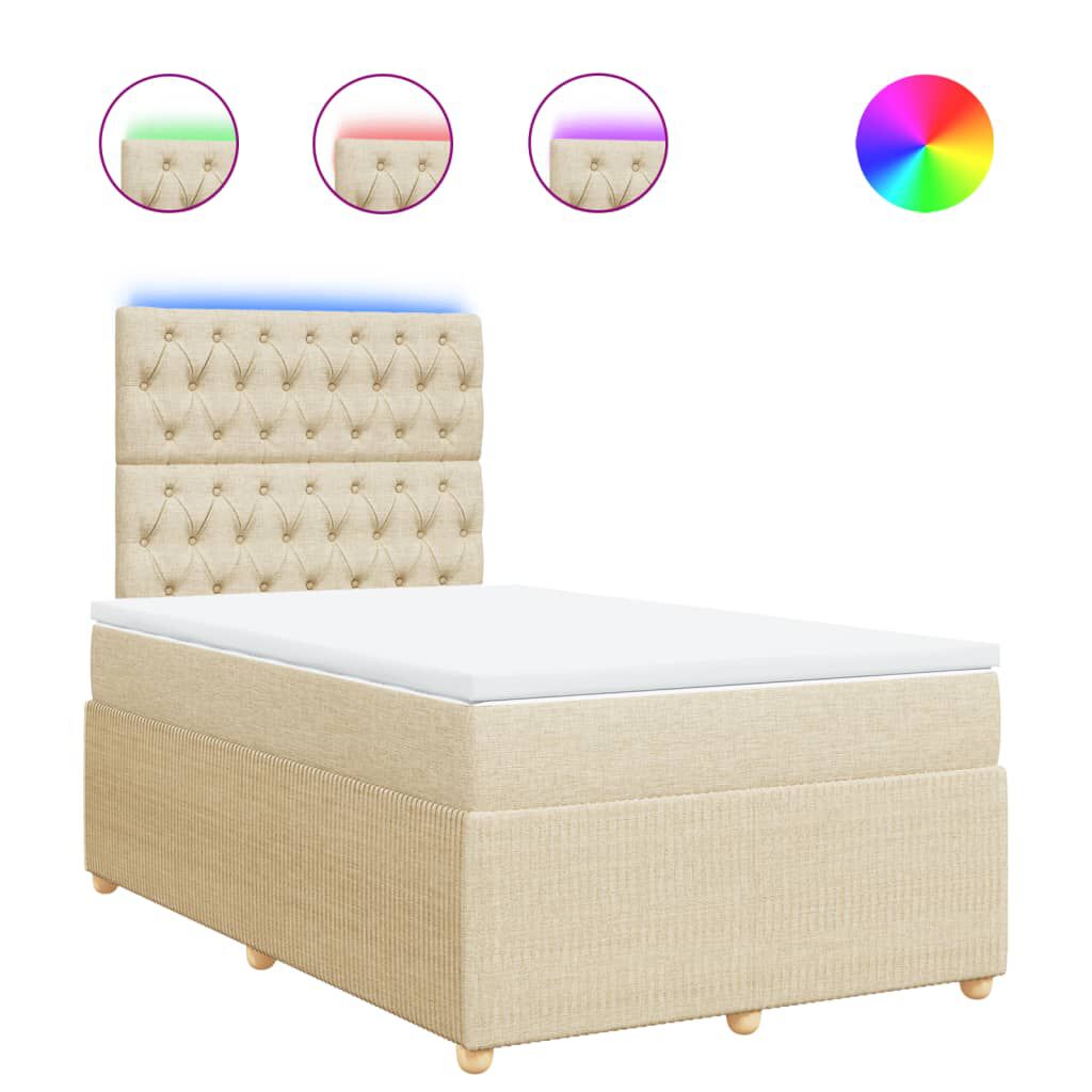 vidaXL Κρεβάτι Boxspring με Στρώμα Κρεμ 120x190 εκ. Υφασμάτινο