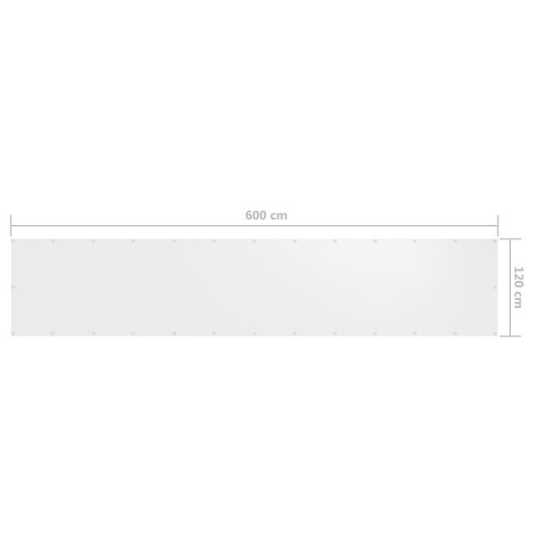 vidaXL Διαχωριστικό Βεράντας Λευκό 120 x 600 εκ. Ύφασμα Oxford