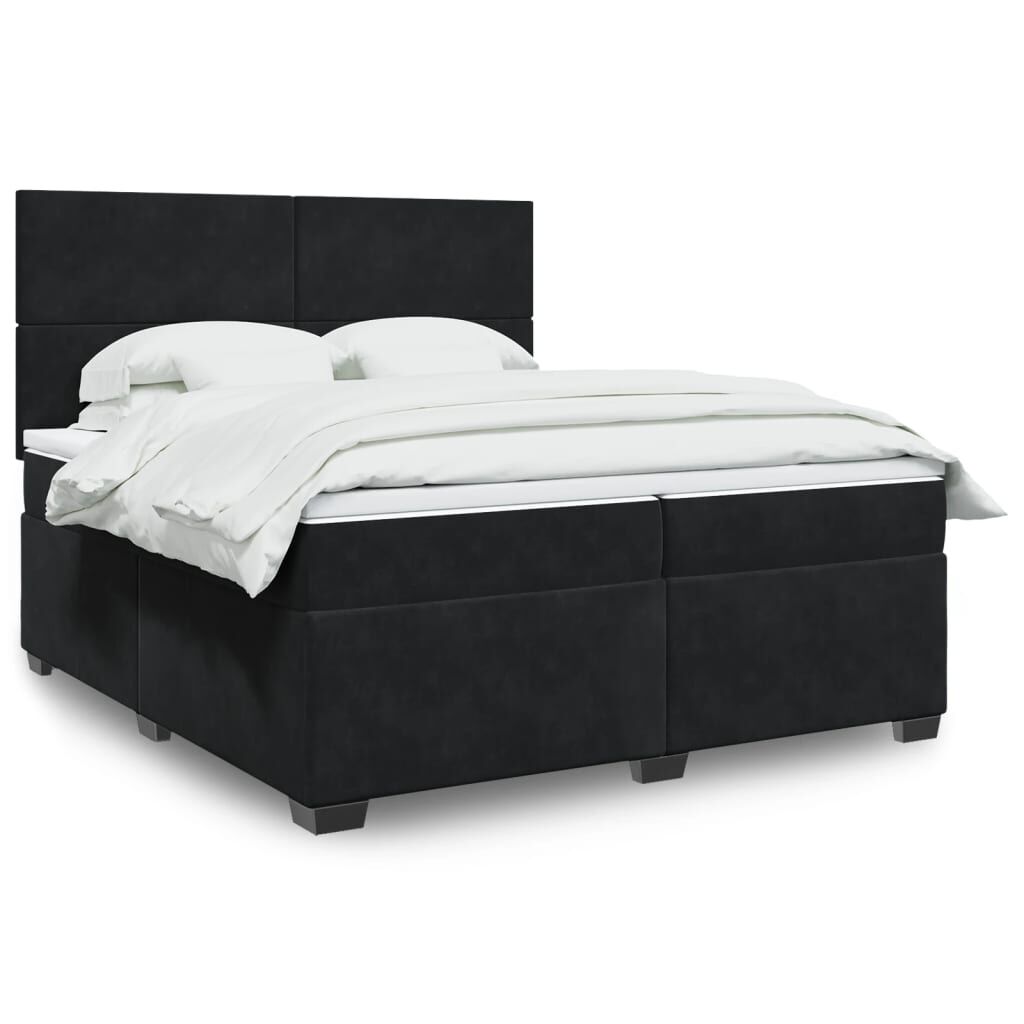 vidaXL Κρεβάτι Boxspring με Στρώμα Μαύρο 200x200 εκ. Βελούδινο