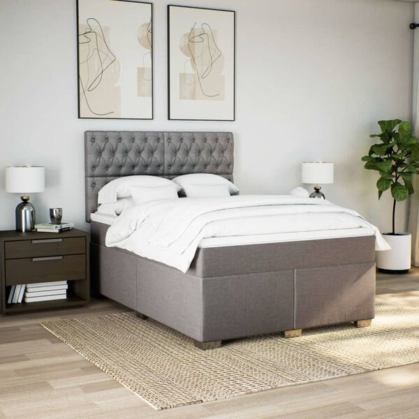 vidaXL &Kappa;&rho;&epsilon;&beta;ά&tau;&iota; Boxspring &mu;&epsilon; &Sigma;&tau;&rho;ώ&mu;&alpha; Taupe 160x200 &epsilon;&kappa;. &Upsilon;&phi;&alpha;&sigma;&mu;ά&tau;&iota;&nu;&omicron;