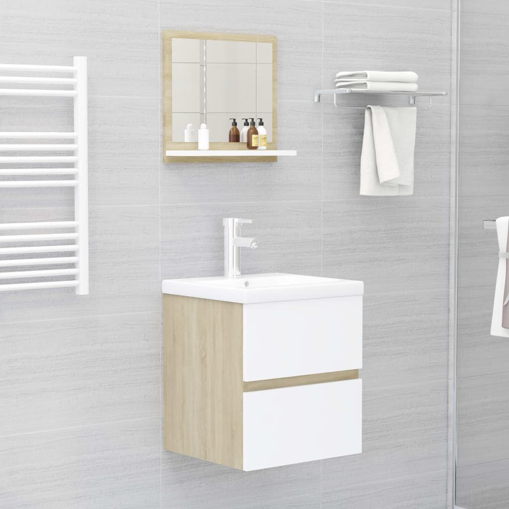 vidaXL Καθρέφτης Μπάνιου Λευκό/Sonoma Δρυς 40x10,5x37 εκ. Μοριοσανίδα