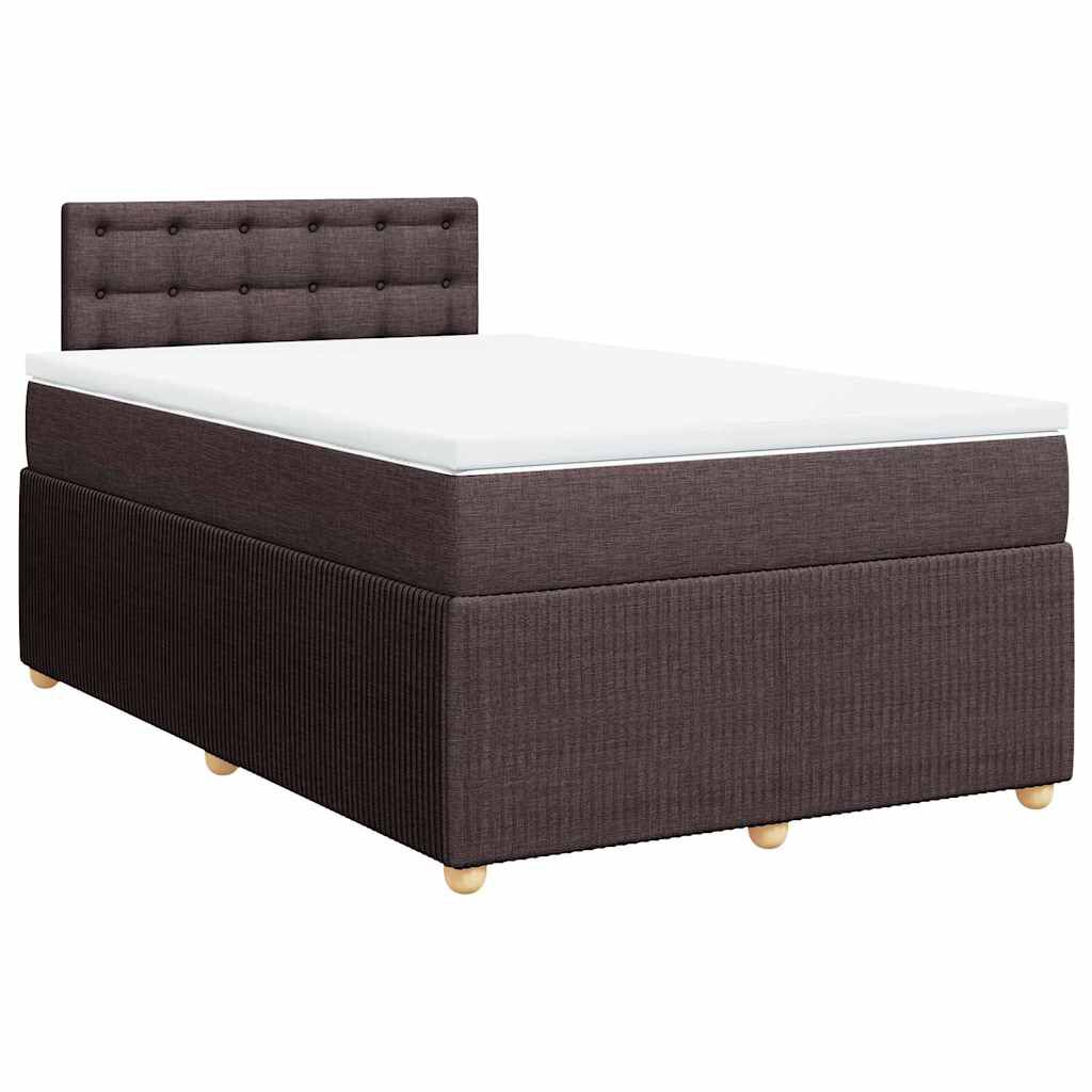 vidaXL Κρεβάτι Boxspring με Στρώμα Σκούρο Καφέ 120x190 εκ Υφασμάτινο