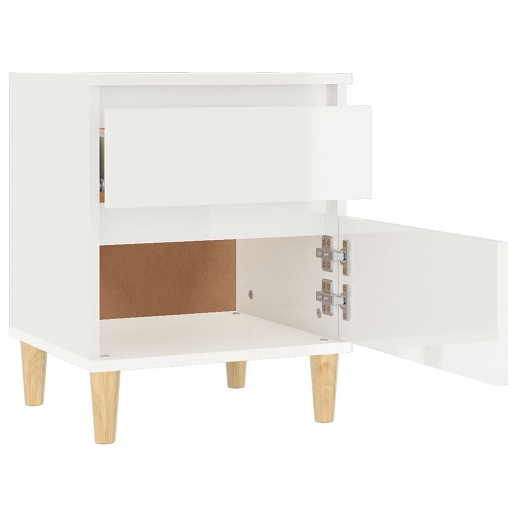 vidaXL Κομοδίνα Γυαλιστερό Λευκό 40x35x50 εκ.