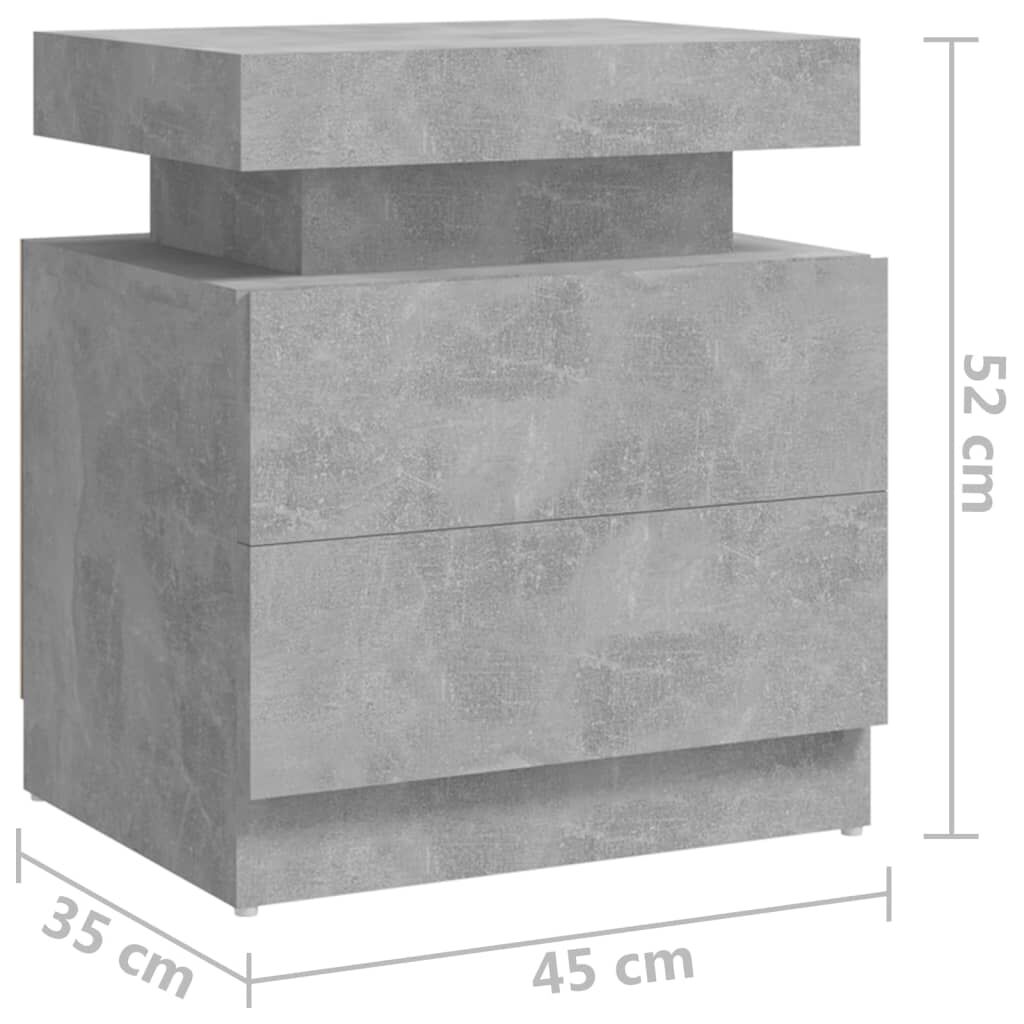 vidaXL Κομοδίνο Γκρι Σκυροδέματος 45 x 35 x 52 εκ. από Επεξεργ. Ξύλο
