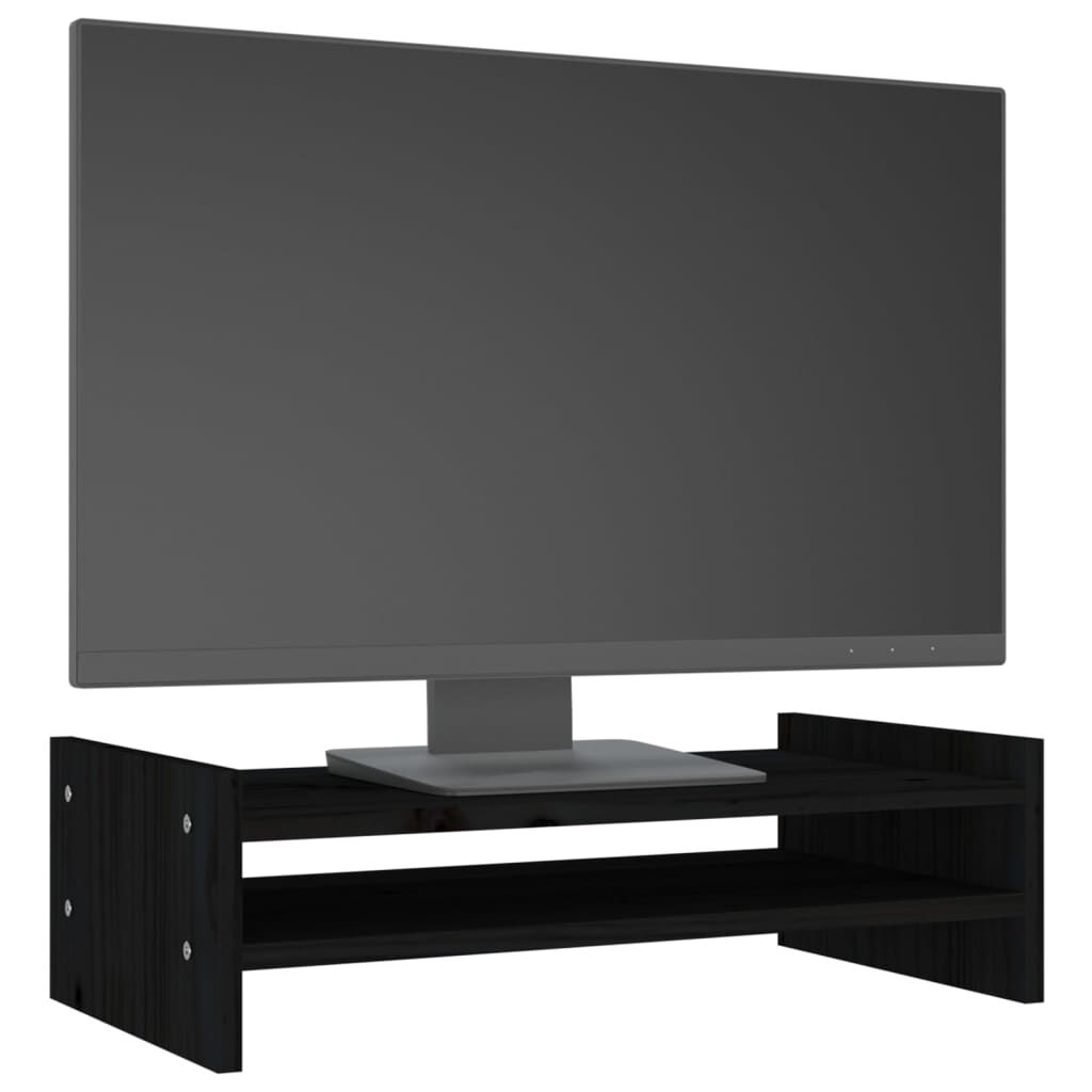 vidaXL Βάση Οθόνης Μαύρο 50 x 27 x 15 εκ. από Μασίφ Ξύλο Πεύκου