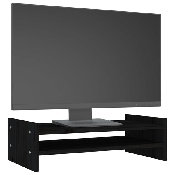 vidaXL Βάση Οθόνης Μαύρο 50 x 27 x 15 εκ. από Μασίφ Ξύλο Πεύκου