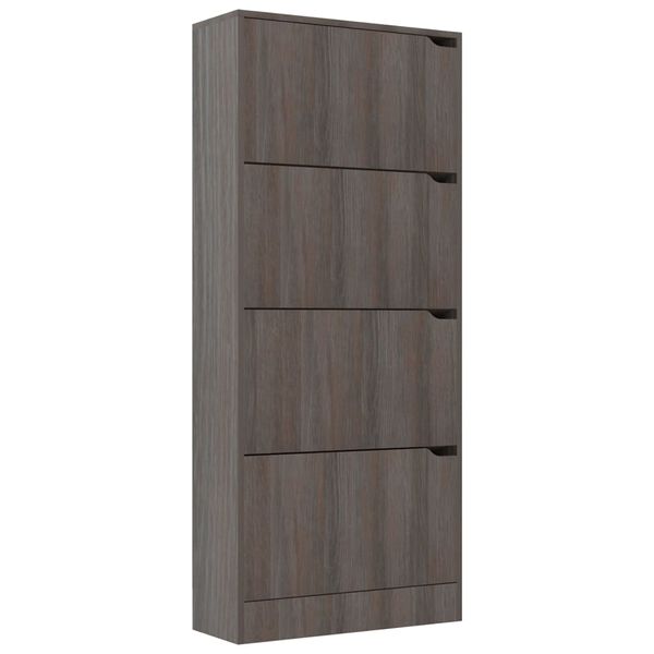 vidaXL Παπουτσοθήκη 4 Πόρτες Γκρι Sonoma Δρυς 59x24x136 εκ Επεξ. Ξύλο