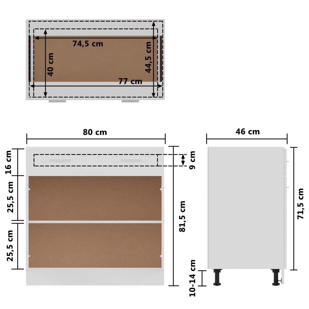 vidaXL Ντουλάπι με Συρτάρι Lyon Λευκό 80x46x81,5 εκ. Επεξ. Ξύλο