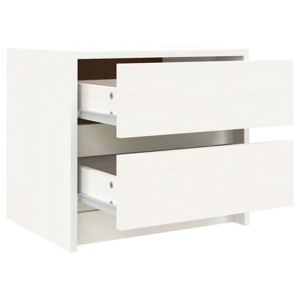 vidaXL Κομοδίνα 2 τεμ. Λευκά 40 x 31 x 35,5 εκ. από Μασίφ Ξύλο Πεύκου