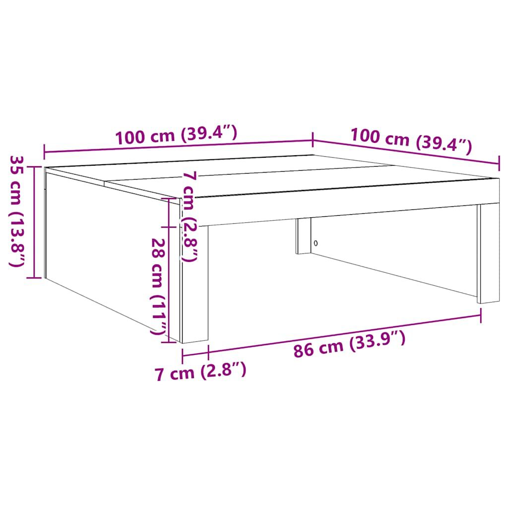 vidaXL Τραπεζάκι Σαλονιού Artisan Δρυς 100x100x35 εκ. Επεξ. Ξύλο