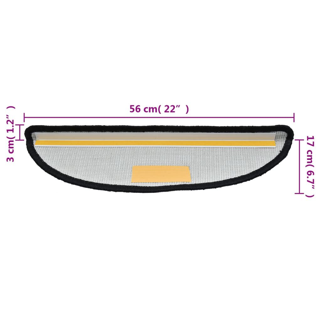 vidaXL Πατάκια Σκάλας Μοκέτα 15 τεμ. Μαύρα 56 x 17 x 3 εκ.