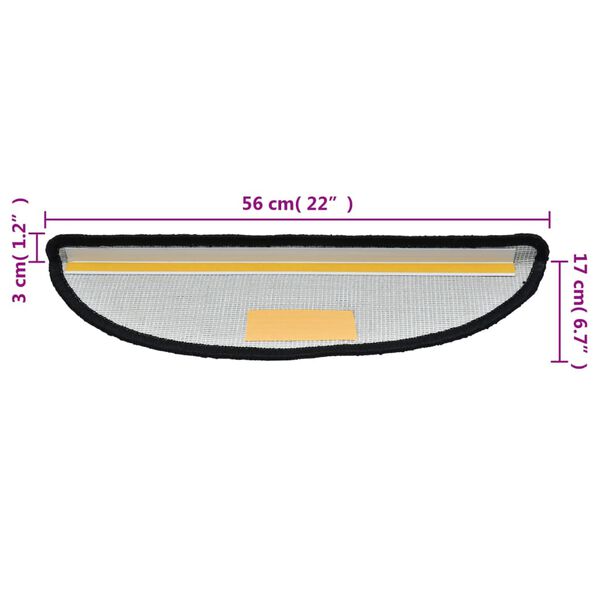 vidaXL Πατάκια Σκαλιών 15 τεμ. Μαύρα Ημίκυκλα 56x17x3 εκ.