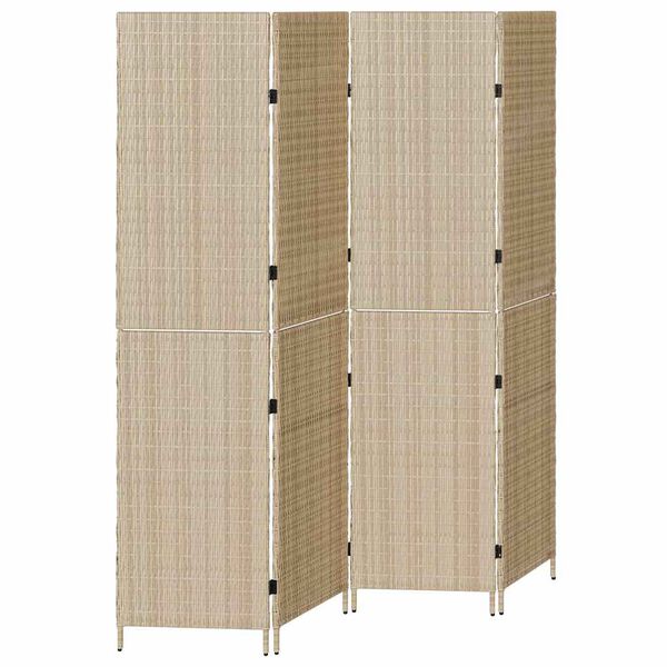 vidaXL Διαχωριστικό Δωματίου Μπεζ 196 x 180 cm συνθετικό ρατάν