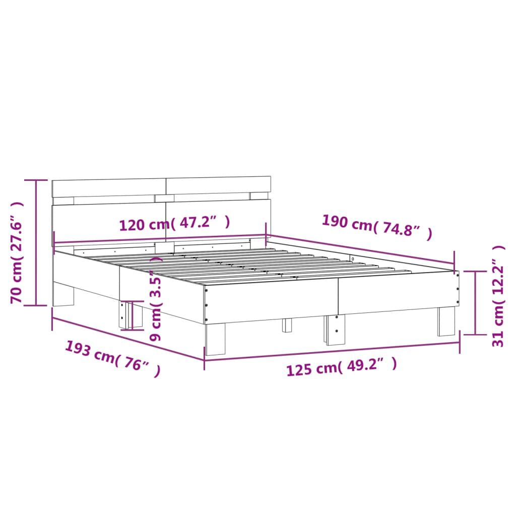 vidaXL Πλαίσιο Κρεβατιού με Κεφαλάρι Sonoma Δρυς 120x190εκ. Επεξ. Ξύλο