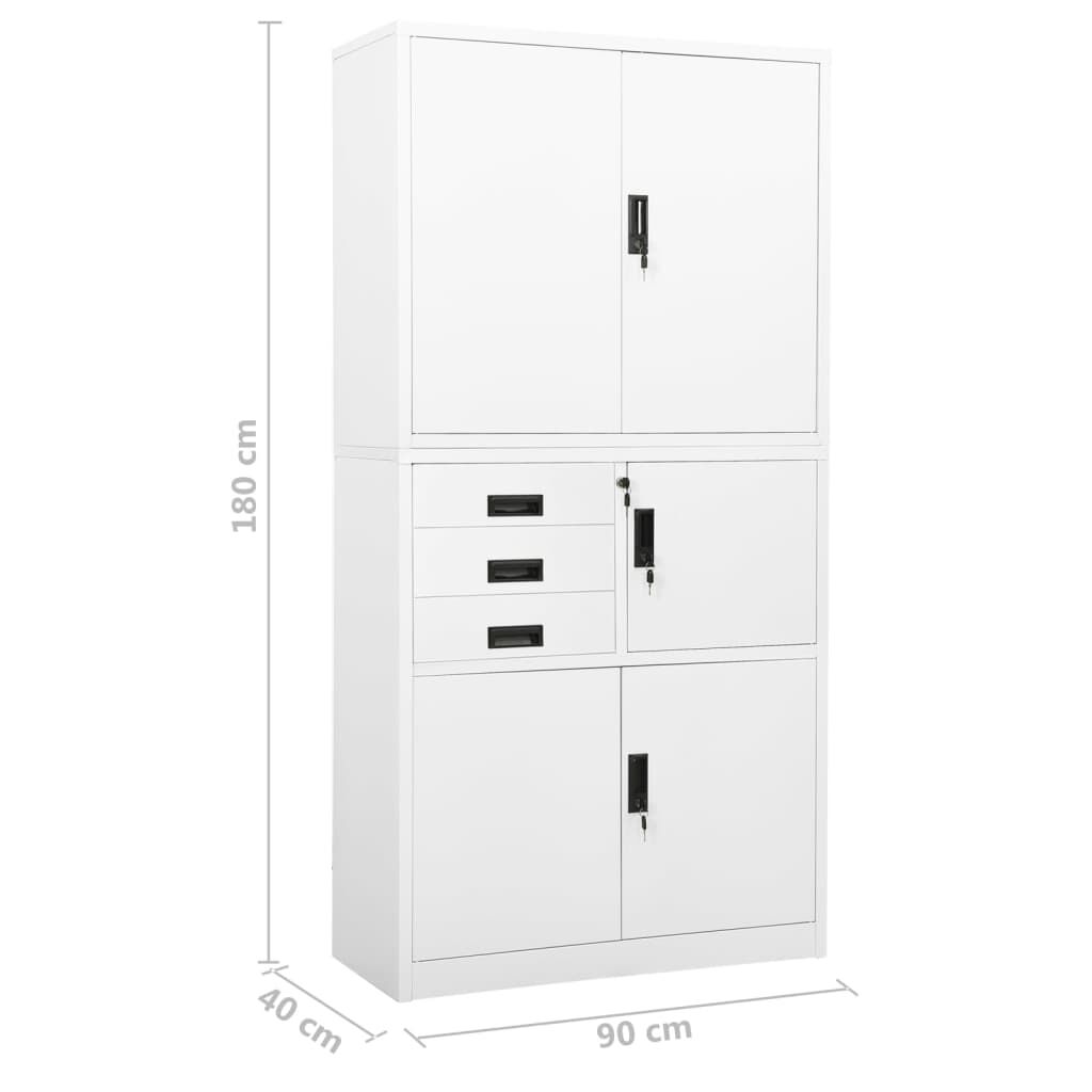 vidaXL Ντουλάπα Γραφείου Λευκή 90 x 40 x 180 εκ. Ατσάλινη