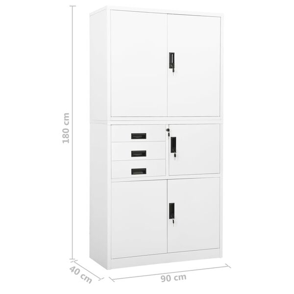 vidaXL Ντουλάπα Γραφείου Λευκή 90 x 40 x 180 εκ. Ατσάλινη