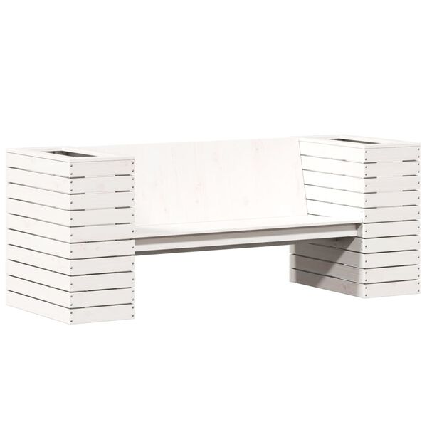 vidaXL Ζαρντινιέρα Παγκάκι Λευκή 167,5 x 60 x 65 εκ. Μασίφ Ξύλο Πεύκου