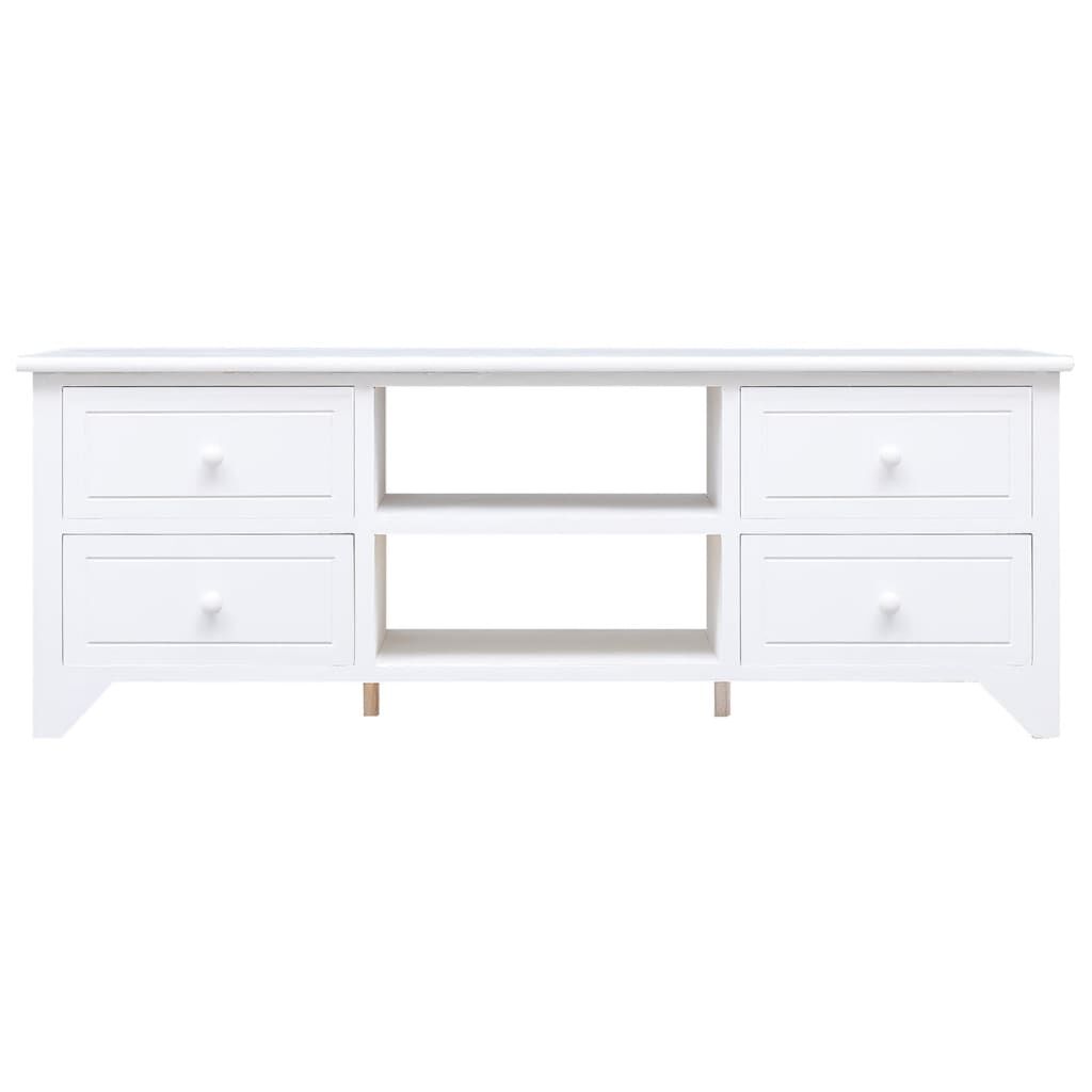 vidaXL Έπιπλο Τηλεόρασης Λευκό 108x30x40 εκ. από Μασίφ Ξύλο Παυλώνιας