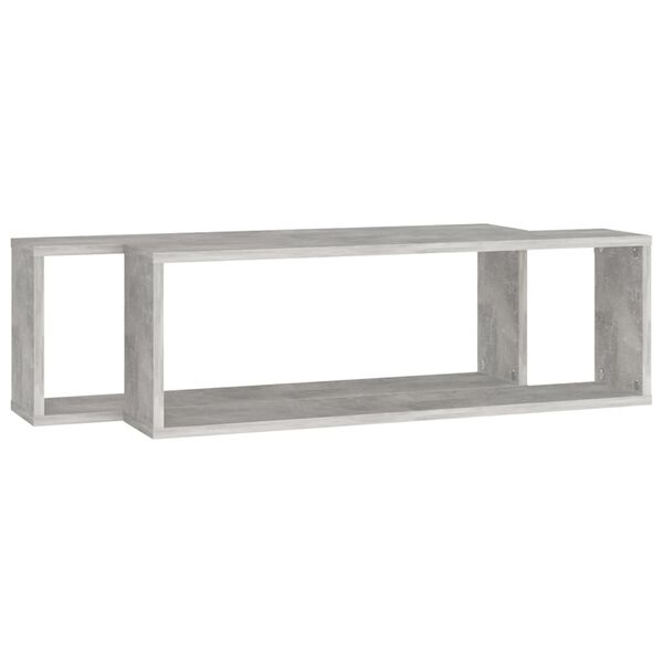 vidaXL Ράφια Κύβοι Τοίχου 2 τεμ. Γκρι Σκυρ. 80x15x26,5 εκ. Επεξ. Ξύλο