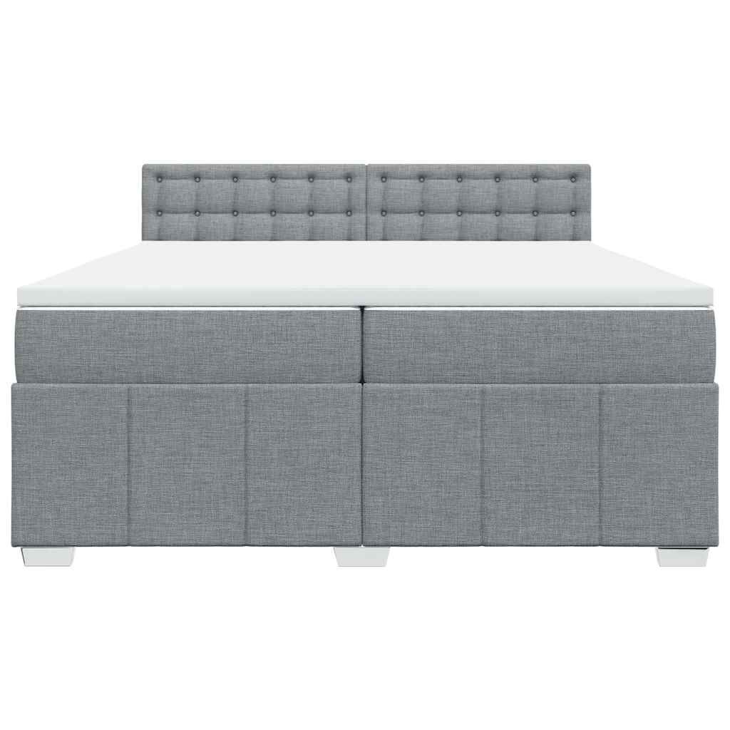 vidaXL Κρεβάτι Boxspring με Στρώμα Ανοιχτό Γκρι 200x200 εκ. Υφασμάτινο