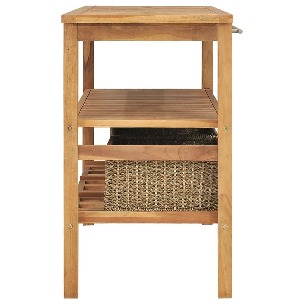 vidaXL Έπιπλο Μπάνιου 132x45x75 εκ. από Μασίφ Ξύλο Teak με 3 Καλάθια