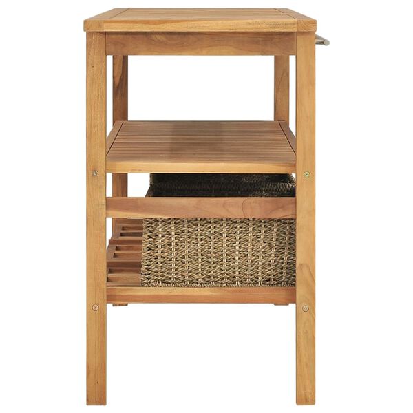 vidaXL Έπιπλο Μπάνιου 132x45x75 εκ. από Μασίφ Ξύλο Teak με 3 Καλάθια