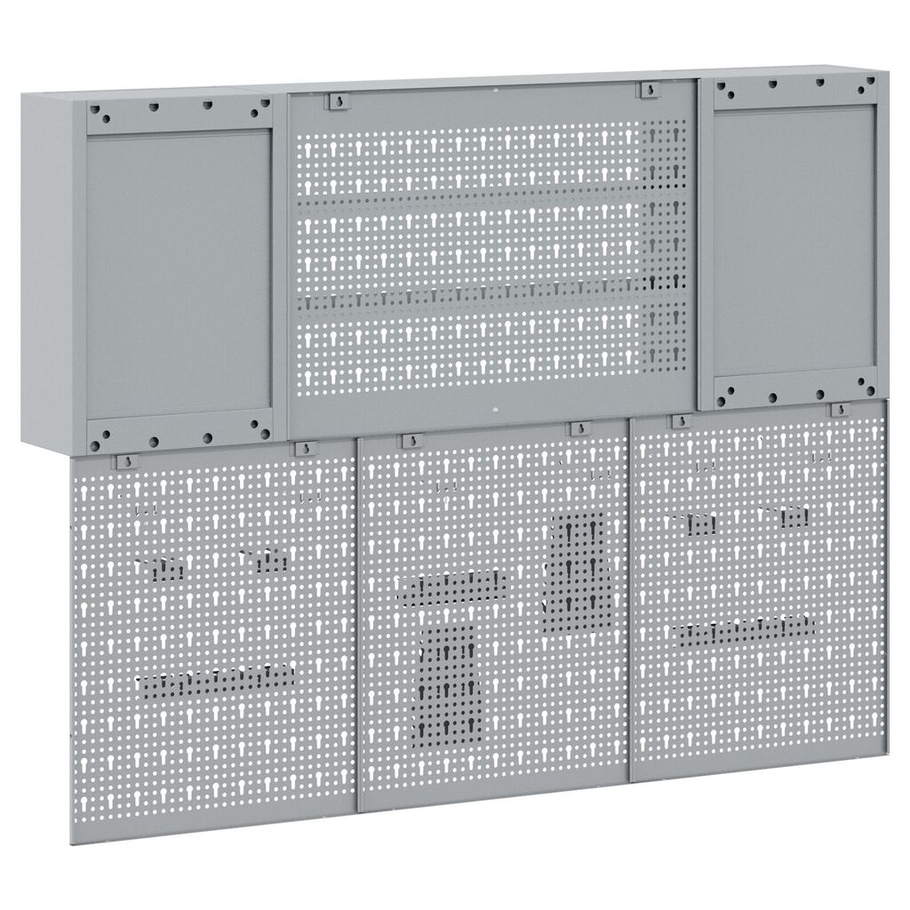 vidaXL Σετ Εργαλείων με 6 Τεμάχια και Πίνακα Pegboard Τοίχου Μαύρο Μέταλλο