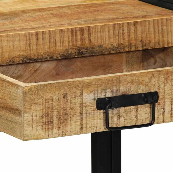 vidaXL Τραπέζι κονσόλας με ράφι Καφέ 90 x 33 x 75 εκ Μασίφ ξύλο μάνγκο