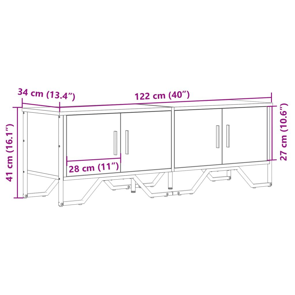 vidaXL Έπιπλο Τηλεόρασης Καπνιστή Δρυς 122x34x41εκ. Επεξεργασμένο Ξύλο