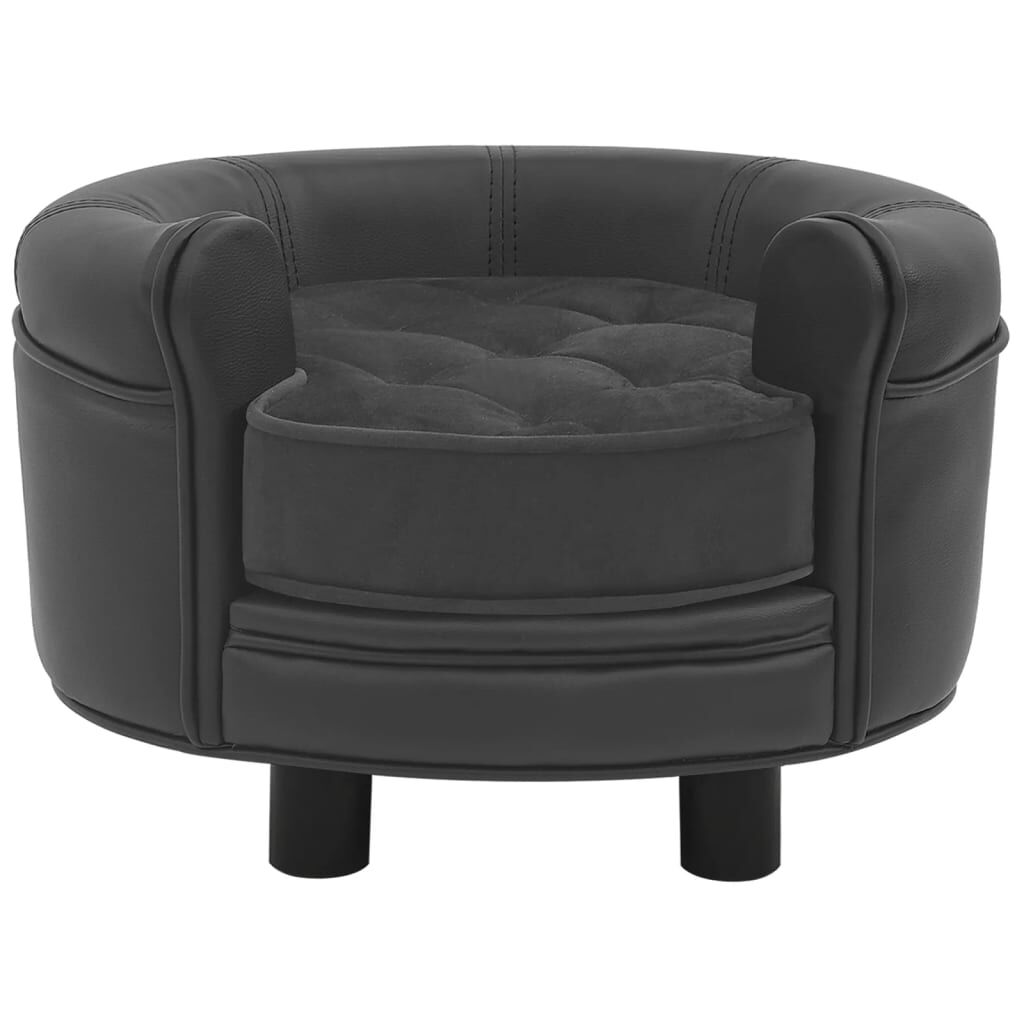 vidaXL Καναπές-Κρεβάτι Σκύλου Σκ. Γκρι 48x48x32εκ. Βελουτέ/Συνθ. Δέρμα