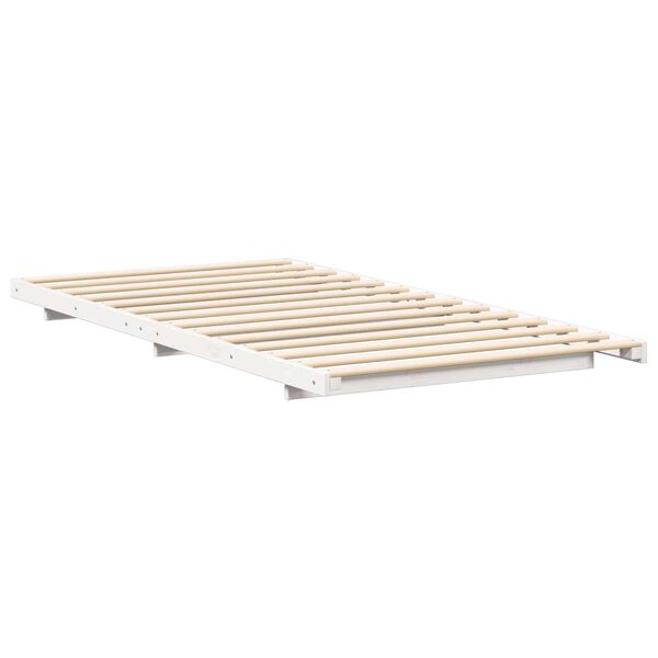 vidaXL Κρεβάτι δαπέδου Λευκό 100 x 200 cm Μασίφ ξύλο πεύκου