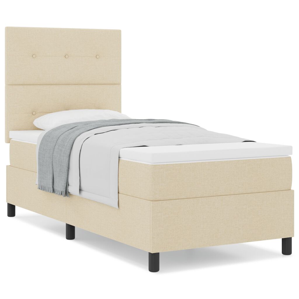 vidaXL Κρεβάτι Box Spring Μπεζ με Στρώμα 80x200 εκ. Υφάσματος