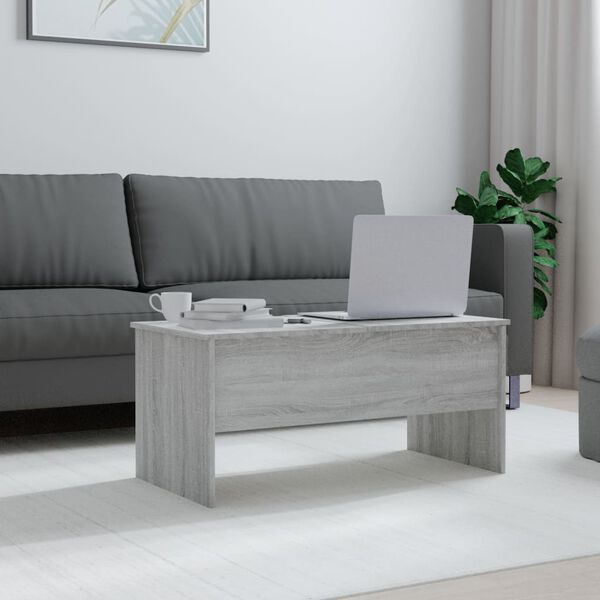 vidaXL Τραπεζάκι Σαλονιού ΓκριSonoma102x50,5x46,5εκ.Επεξεργασμένο Ξύλο