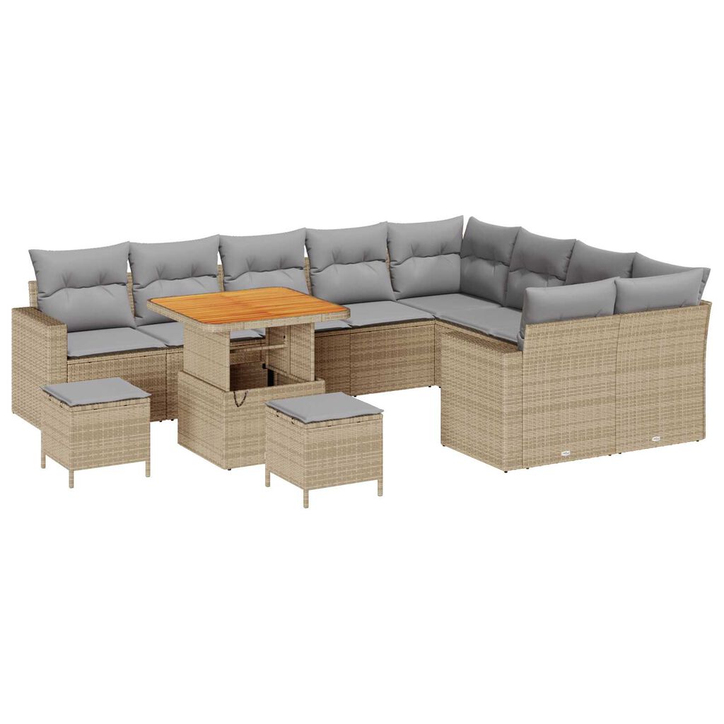 vidaXL Σετ Καναπέ Κήπου 12 pcs Μπεζ συνθετικό ρατάν