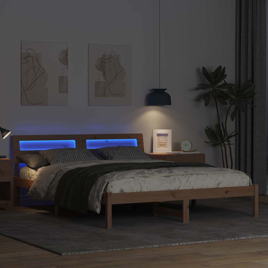 vidaXL Σκελετός Κρεβατιού Καφέ 160 x 200 cm Μασίφ ξύλο πεύκου