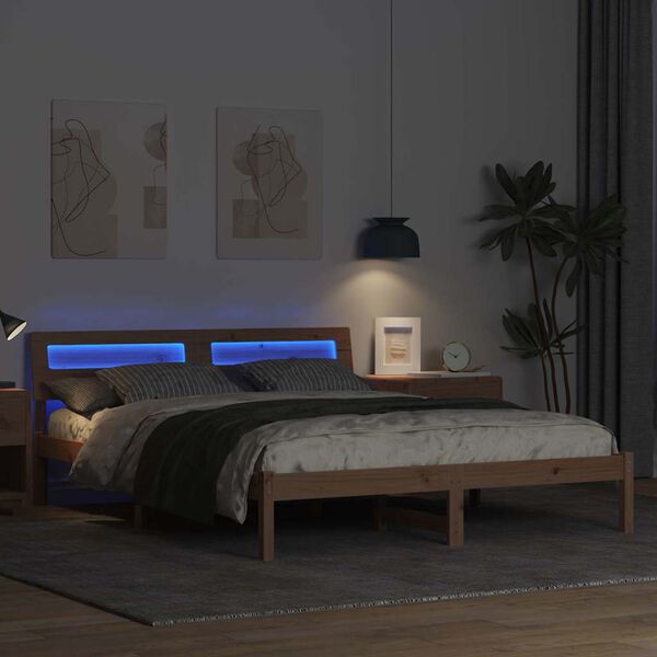 vidaXL Σκελετός Κρεβατιού Καφέ 160 x 200 cm Μασίφ ξύλο πεύκου