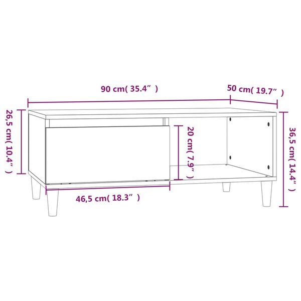 vidaXL Τραπεζάκι Σαλονιού Γκρι Sonoma 90x50x36,5εκ. Επεξεργασμένο Ξύλο