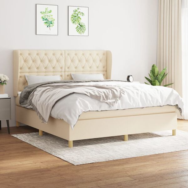 vidaXL &Kappa;&rho;&epsilon;&beta;ά&tau;&iota; Boxspring &mu;&epsilon; &Sigma;&tau;&rho;ώ&mu;&alpha; &Kappa;&rho;&epsilon;&mu; 160x200 &epsilon;&kappa;. &Upsilon;&phi;&alpha;&sigma;&mu;ά&tau;&iota;&nu;&omicron;
