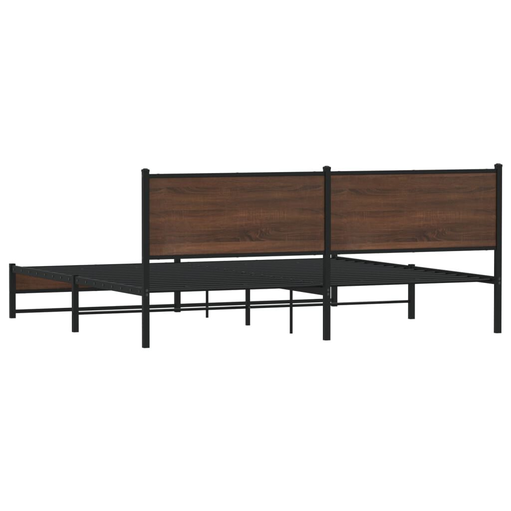 vidaXL Σκελετός Κρεβ. Χωρίς Στρώμα Καφέ Δρυς 193x203 εκ. Μεταλλικό