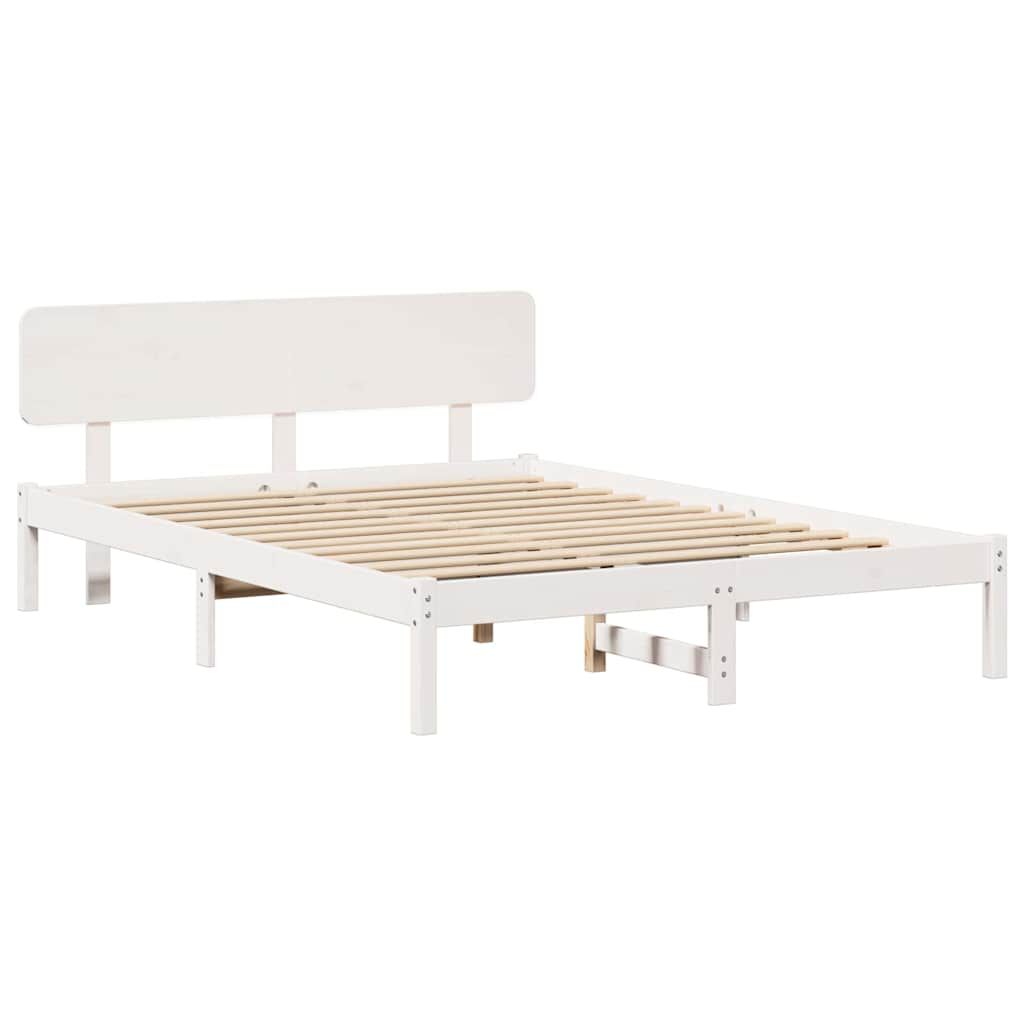 vidaXL Σκελετός Κρεβατιού Λευκό 140 x 200 cm Μασίφ ξύλο πεύκου