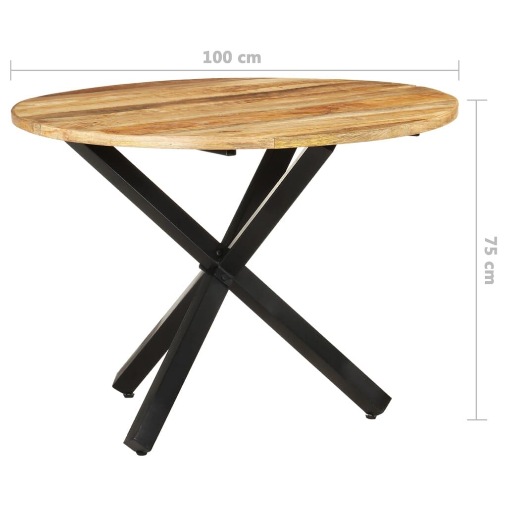 vidaXL Τραπεζαρία Στρογγυλή 100 x 100 x 75 εκ. Ακατέργαστο Ξύλο Μάνγκο