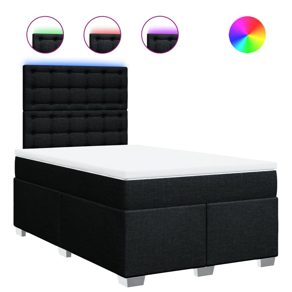 vidaXL Κρεβάτι Boxspring με Στρώμα Μαύρο 120x200 εκ. Υφασμάτινο