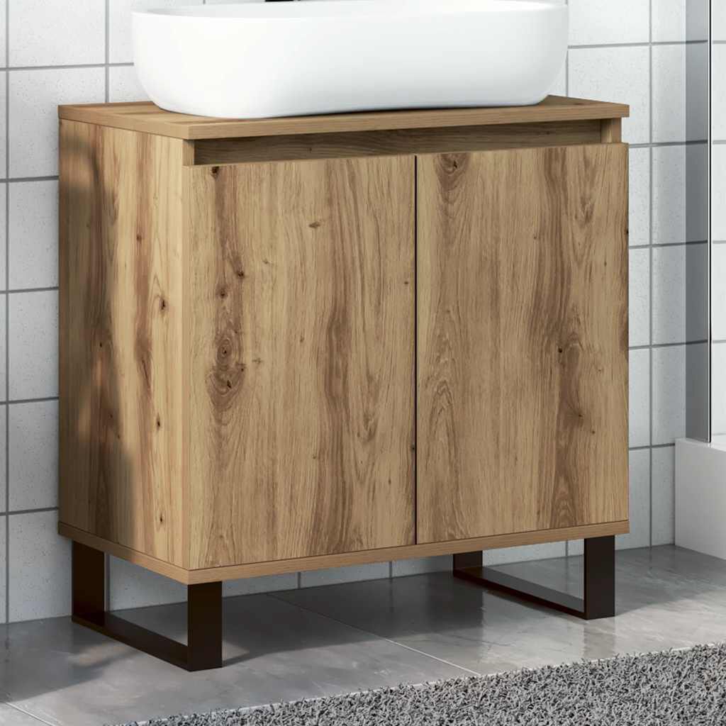 vidaXL Ντουλάπι Μπάνιου Δρυς τεχνίτης 58 x 33 x 60 εκ από Επεξεργ Ξύλο