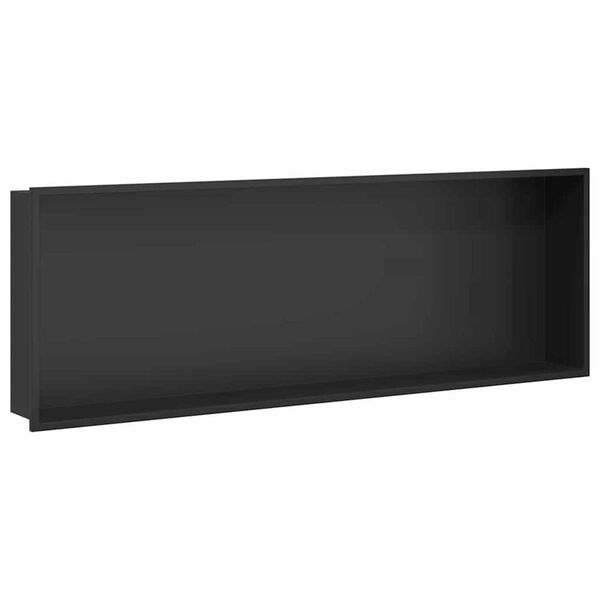 vidaXL Νίτσα Μπάνιου Μαύρο 90 x 30 x 9.5 εκ. Ανοξείδωτο ατσάλι