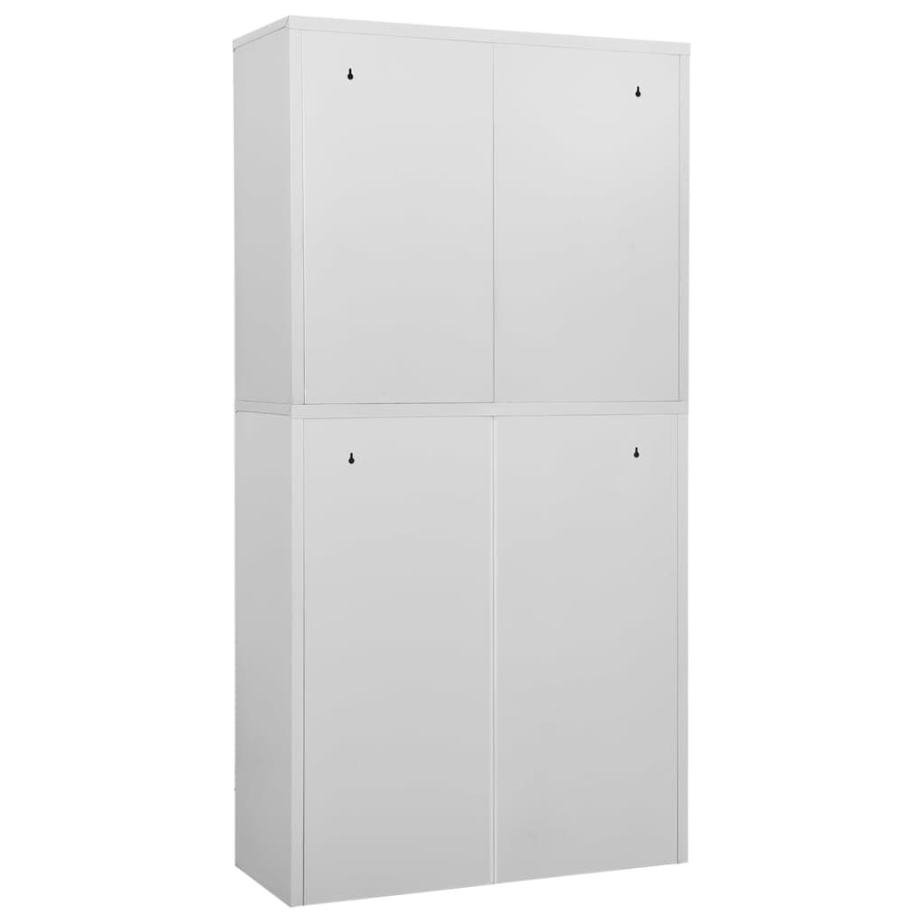 vidaXL Ντουλάπα Γραφείου Ανοιχτό Γκρι 90x40x180 εκ Ατσάλι/Ψημένο Γυαλί