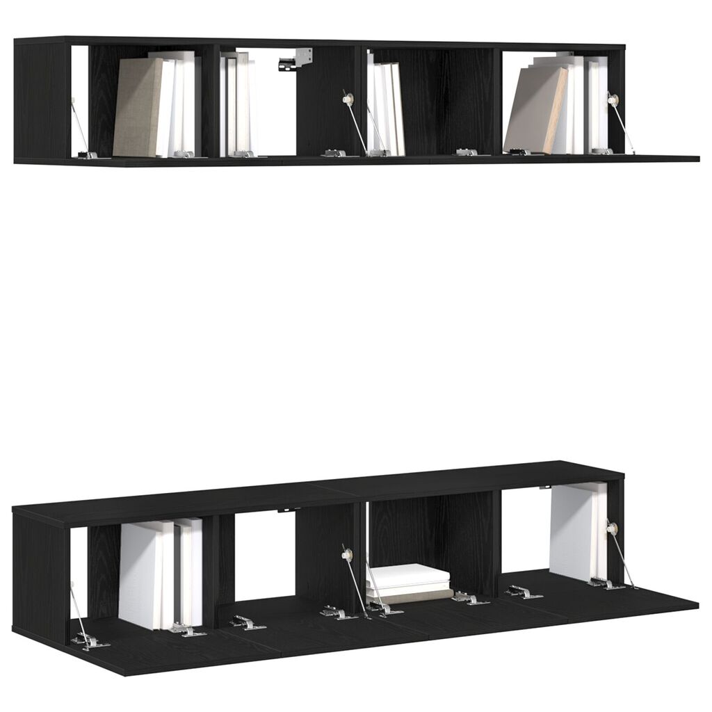 Σετ TV Cabinet τοίχου 4 τεμαχίων Μαύρος Δρυς